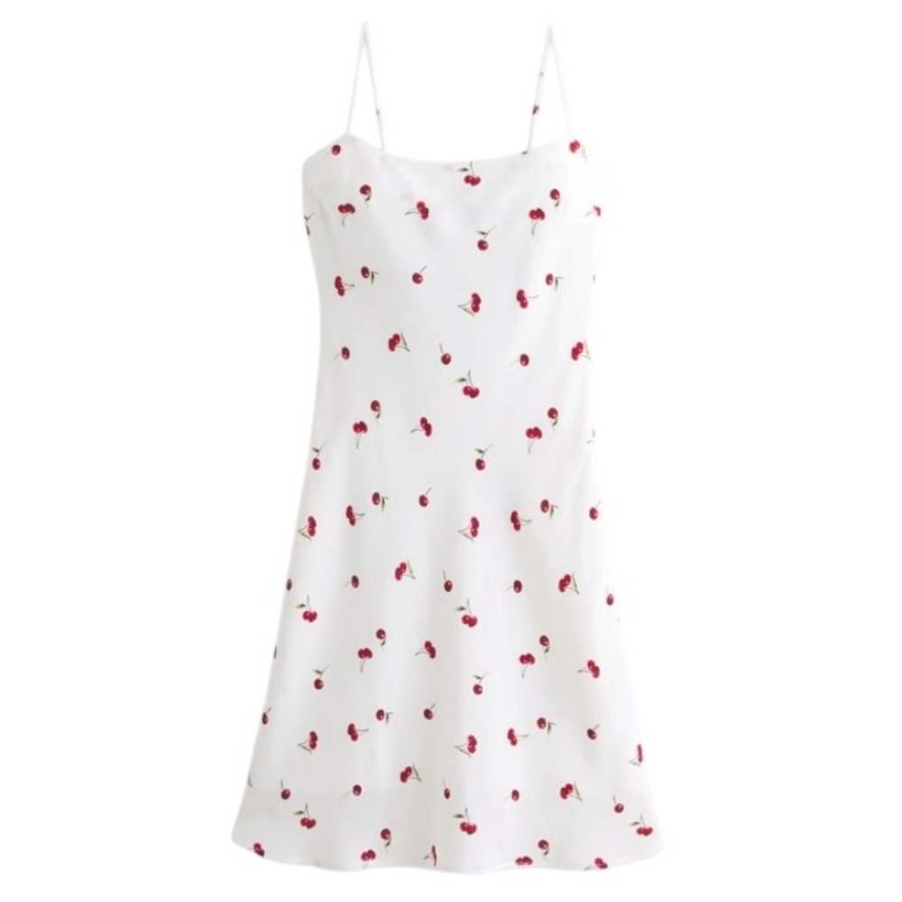 Abercrombie & Fitch White Cherry Slip Dress Adjustable Straps Mini A-Line SP